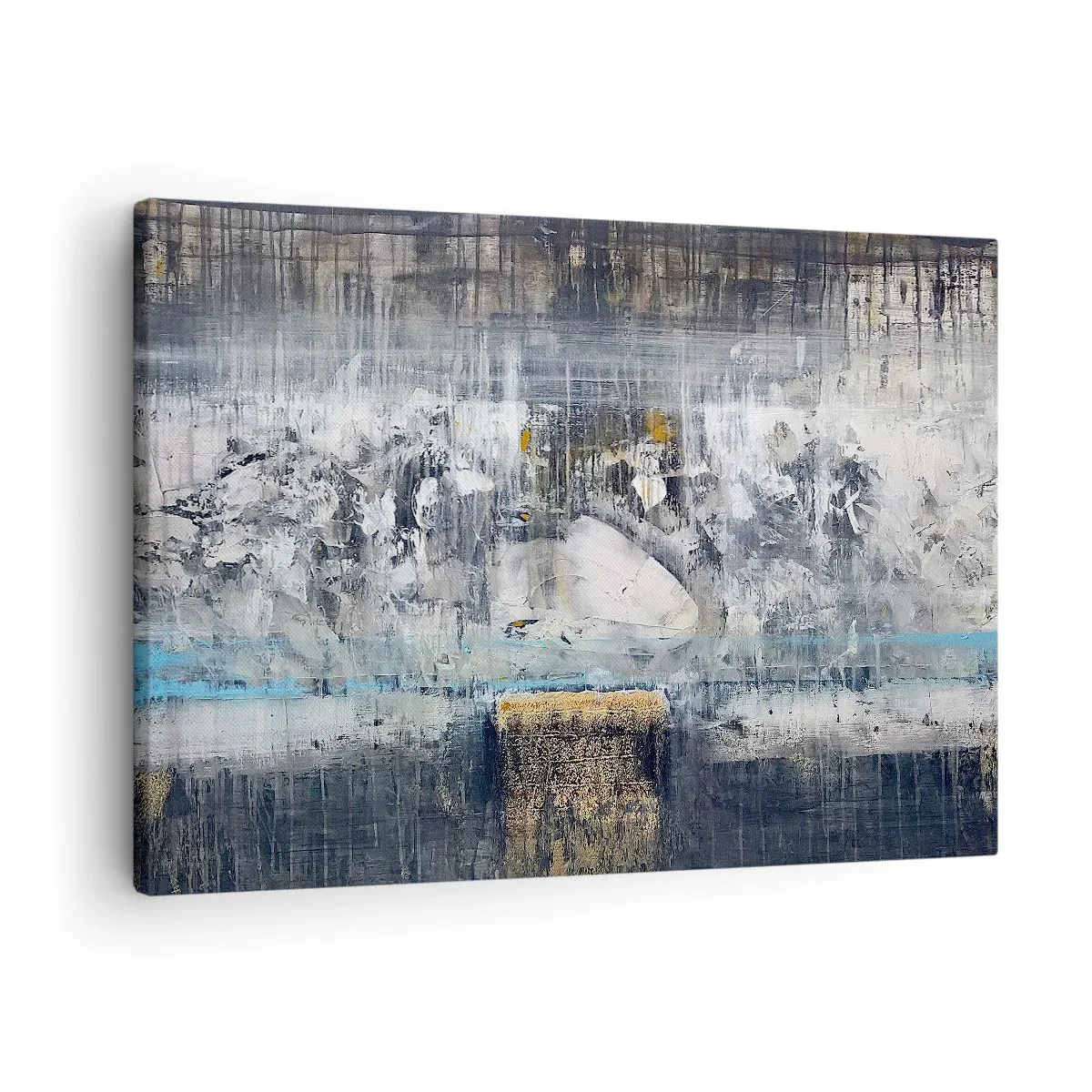 Obraz na plátne - Abstraktná kompozícia v chladných tónoch - 70x50cm - Ako na ľade, tak aj na hrude - Moderná nástenná dekorácia do obývacej izby a spálne ARTTOR