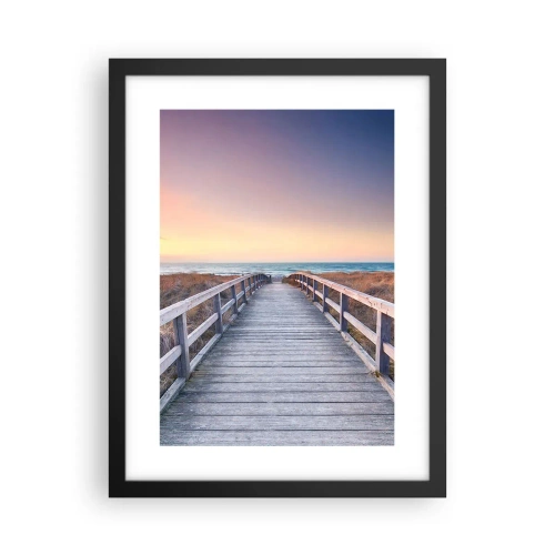 Plagát v čiernom ráme - Baltská večerná polárna žiara - 30x40 cm