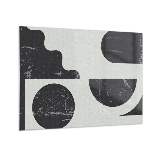 Obraz na skle - Abstraktná geometrická grafika s odreninami - 70x50cm - Kompozícia nad a pod - Moderná nástenná dekorácia do obývacej izby a spálne ARTTOR