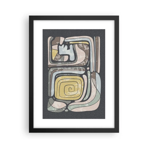 Plagát v čiernom ráme - Abstrakcia v predkolumbovskom duchu - 30x40 cm