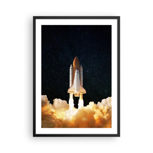 Plagát v čiernom ráme - Raketoplán štartuje proti hviezdnej oblohe - 50x70cm - Ad astra! - Moderná nástenná dekorácia do obývacej izby a spálne ARTTOR