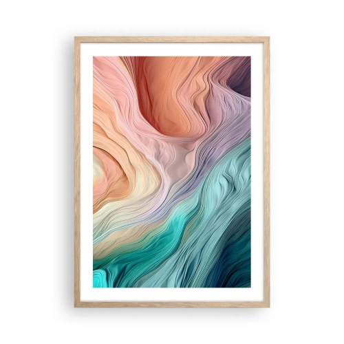 Plagát v ráme zo svetlého duba - Dúhová vlna - 50x70 cm