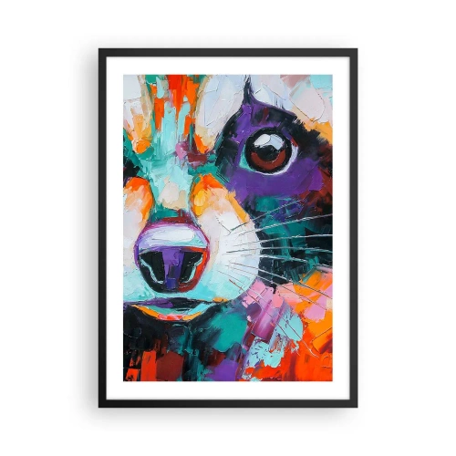 Plagát v čiernom ráme - Farebný abstraktný portrét zvieraťa s výrazným okom - 50x70cm - Iba dobré emócie - Moderná nástenná dekorácia do obývacej izby a spálne ARTTOR