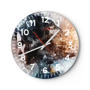 Nástenné hodiny - Príbeh o dievčati s mestom v pozadí - 30x30 cm