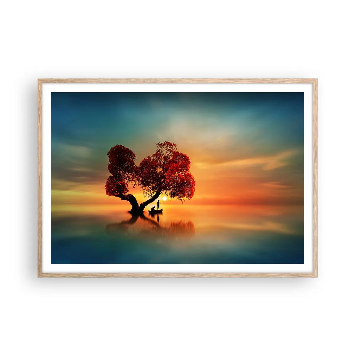 Plagát v ráme zo svetlého duba - Voda a ticho vesmíru - 100x70 cm