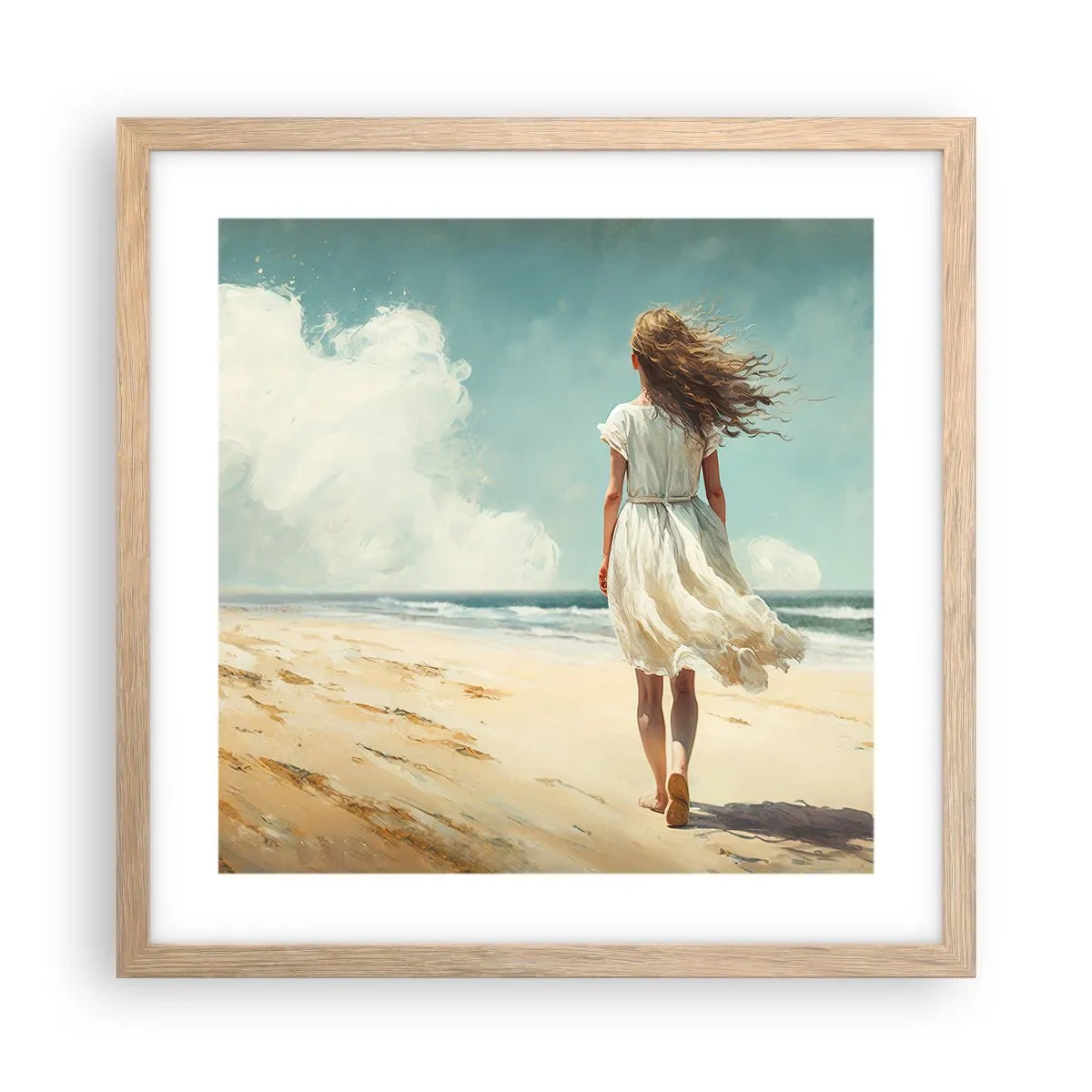 Plagát v ráme zo svetlého duba - Smerom ku slnku a vetru - 40x40 cm