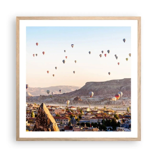 Plagát v ráme zo svetlého duba - Ako lode na oblohe - 60x60 cm