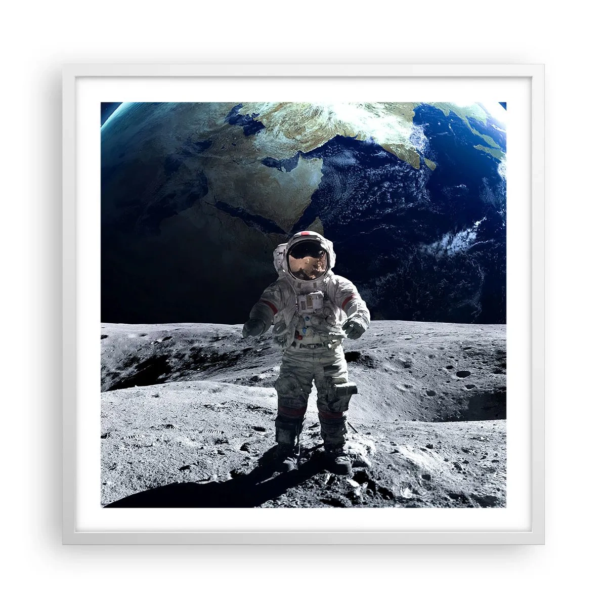 Plagát v bielom ráme - Pozdravy z Mesiaca - 60x60 cm