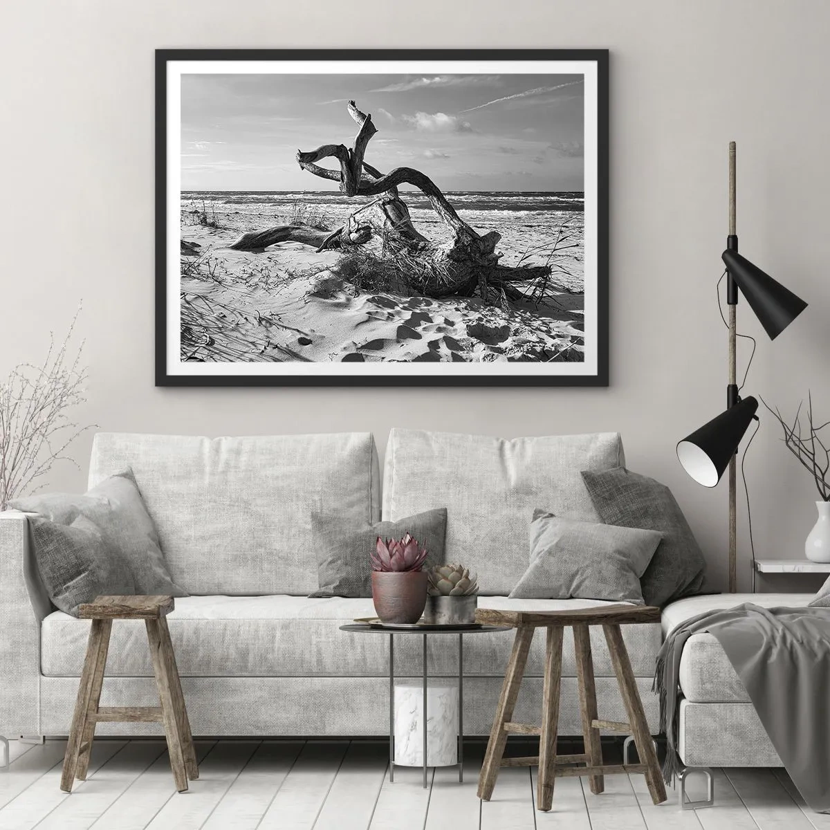 Plagát v čiernom ráme - Morská socha - 70x50 cm