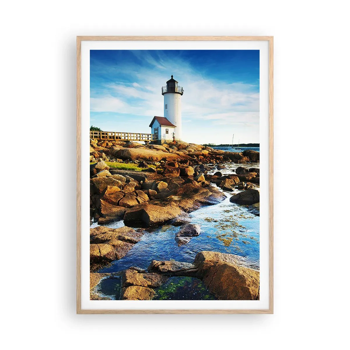 Plagát v ráme zo svetlého duba - Vráťte sa šťastne, čakám - 70x100 cm