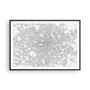 Plagát v čiernom ráme - Mapa londýnskeho labyrintu - 100x70 cm