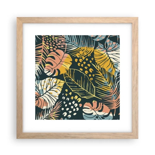 Plagát v ráme zo svetlého duba - Listová fantázia - 30x30 cm