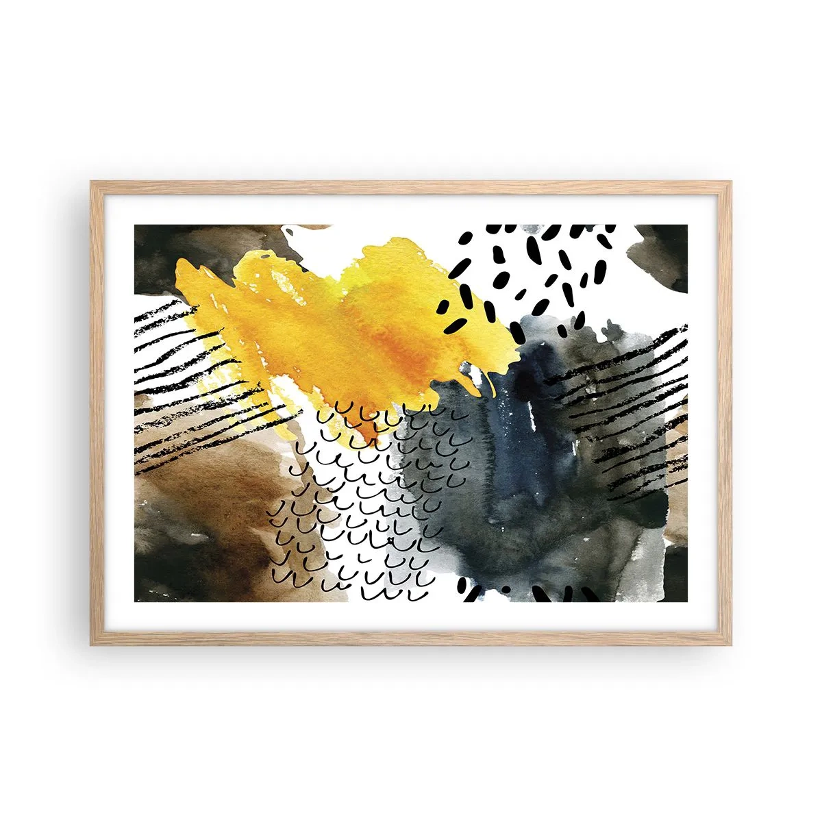 Plagát v ráme zo svetlého duba - Stretnutie živlov - 70x50 cm