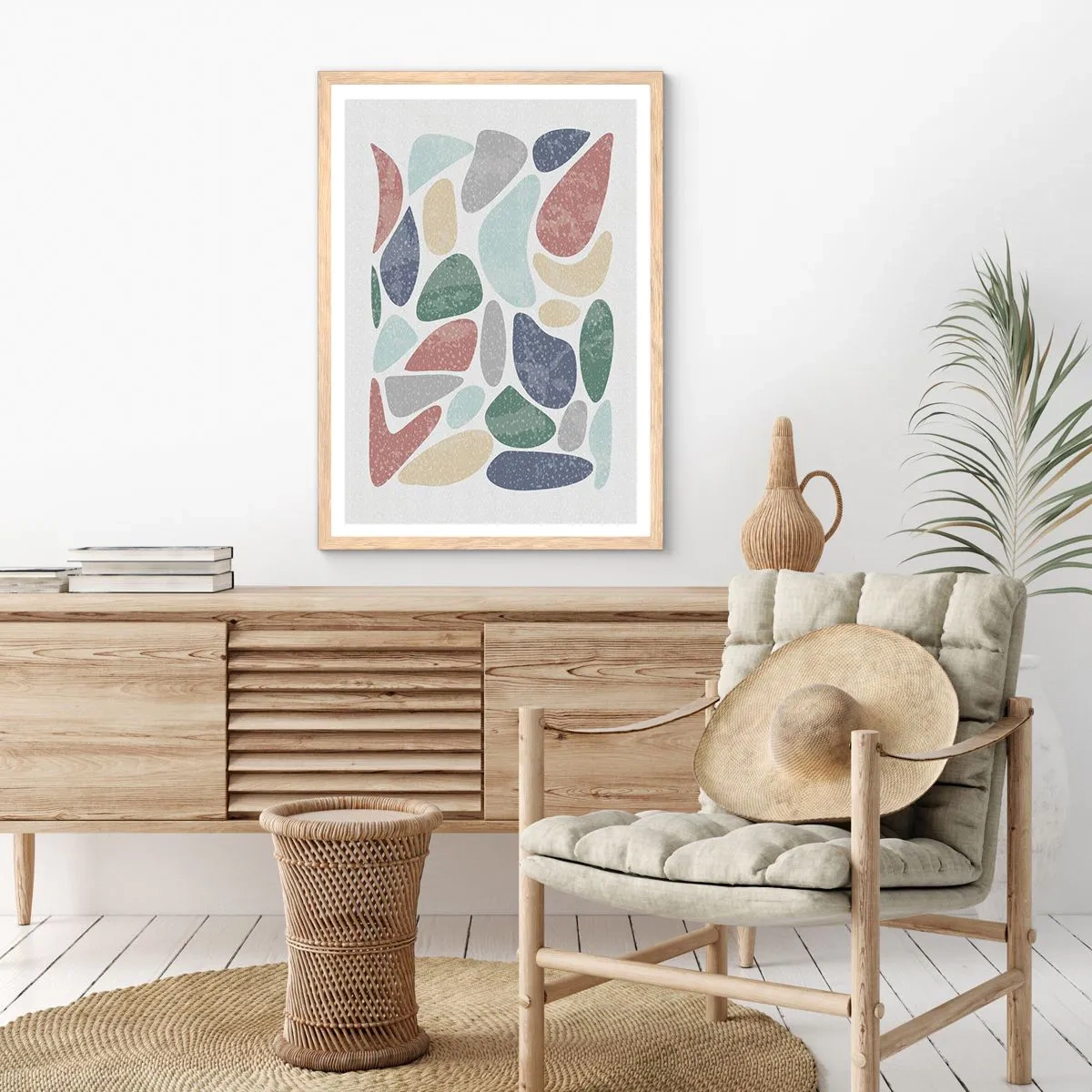 Plagát v ráme zo svetlého duba - Mozaika práškových farieb - 50x70 cm