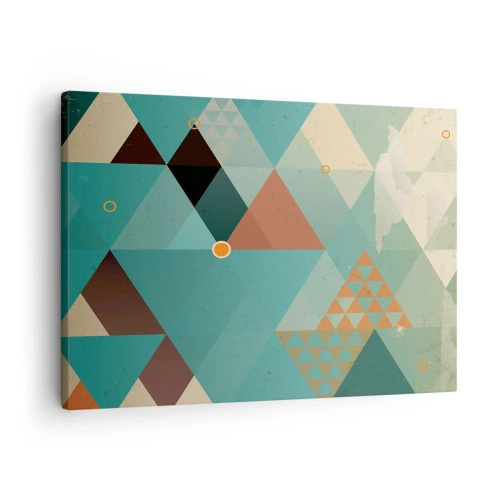 Obraz na plátne - Geometrické vzory v odtieňoch tyrkysovej a hnedej - 70x50cm - Jednota mnohosti, mnohosť jednoty - Moderná nástenná dekorácia do obývacej izby a spálne ARTTOR