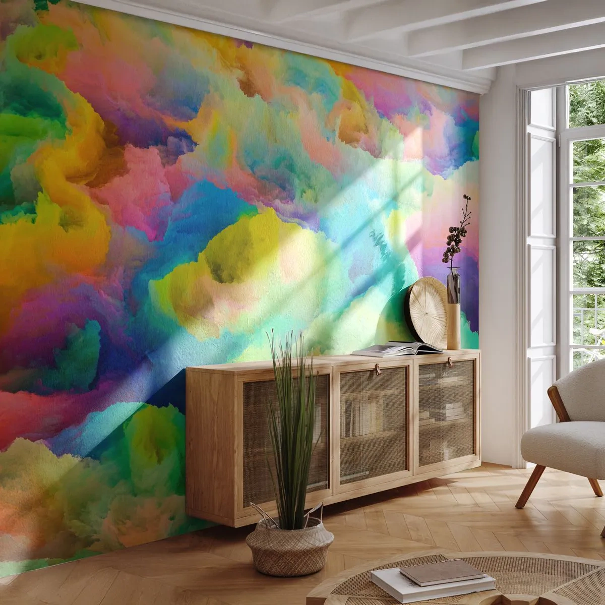 Fototapeta Premium Canvas - Dúhové páperie - Abstrakcia, Kus, Pastelové farby - 250x175 cm