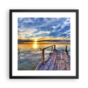 Plagát v čiernom ráme - Vietor ide odpočívať - 40x40 cm