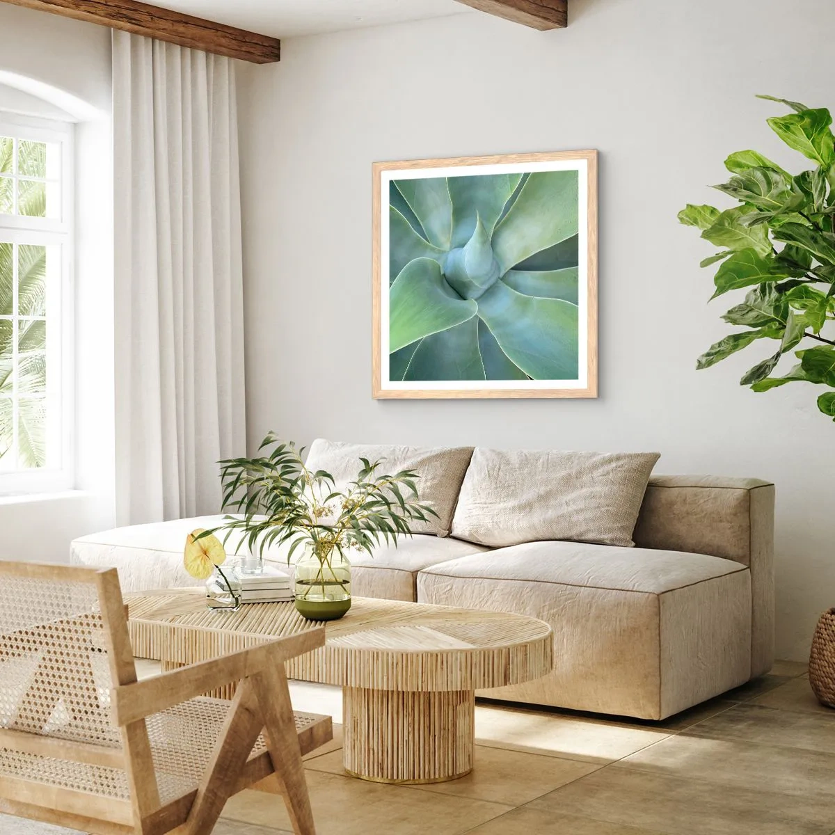 Plagát v ráme zo svetlého duba - Zrodenie zelene - 50x50 cm