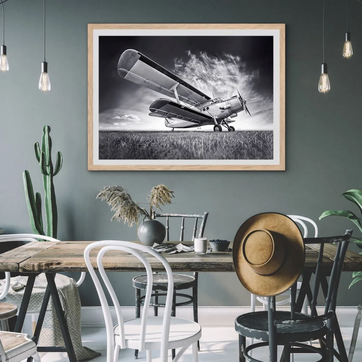 Plagát v ráme zo svetlého duba - Okrídlený pútnik - 100x70 cm