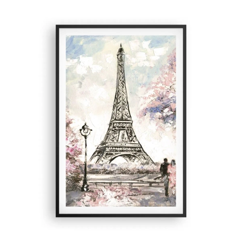 Plagát v čiernom ráme - Aprílová prechádzka Parížom - 61x91 cm