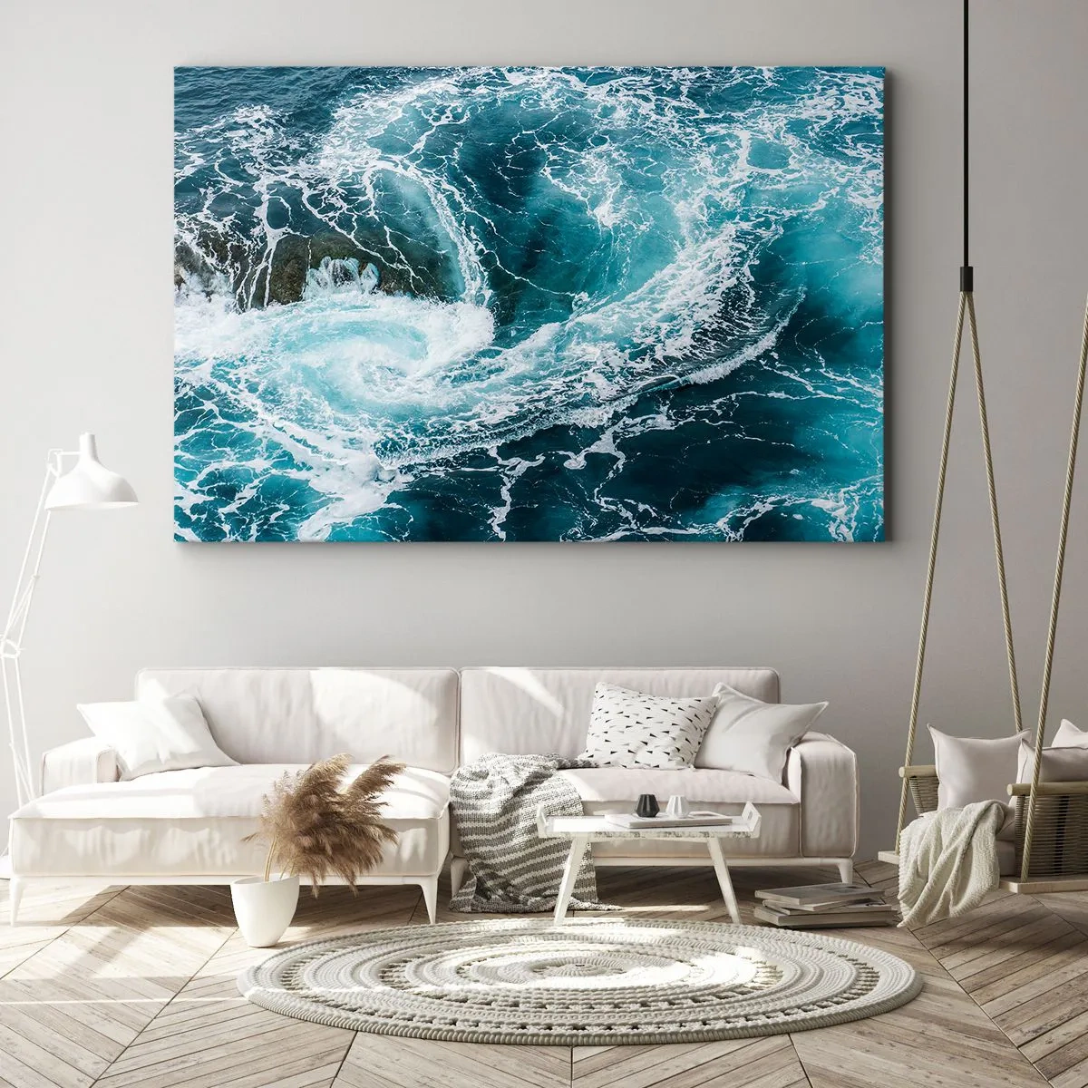 Obraz na plátne - Dynamický oceánsky vír - 70x50cm - Brána do vnútra Zeme - Moderná nástenná dekorácia do obývacej izby a spálne ARTTOR