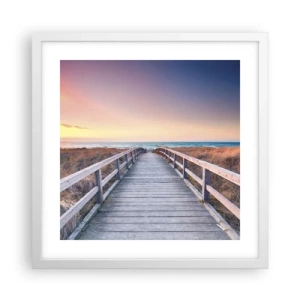 Plagát v bielom ráme - Baltská večerná polárna žiara - 40x40 cm