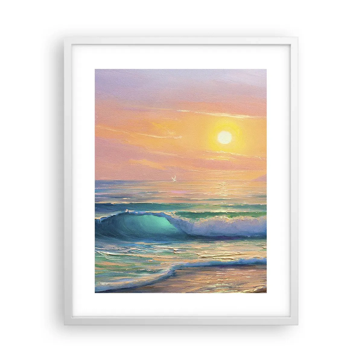 Plagát v bielom ráme - Tyrkysová pieseň vĺn - 40x50 cm