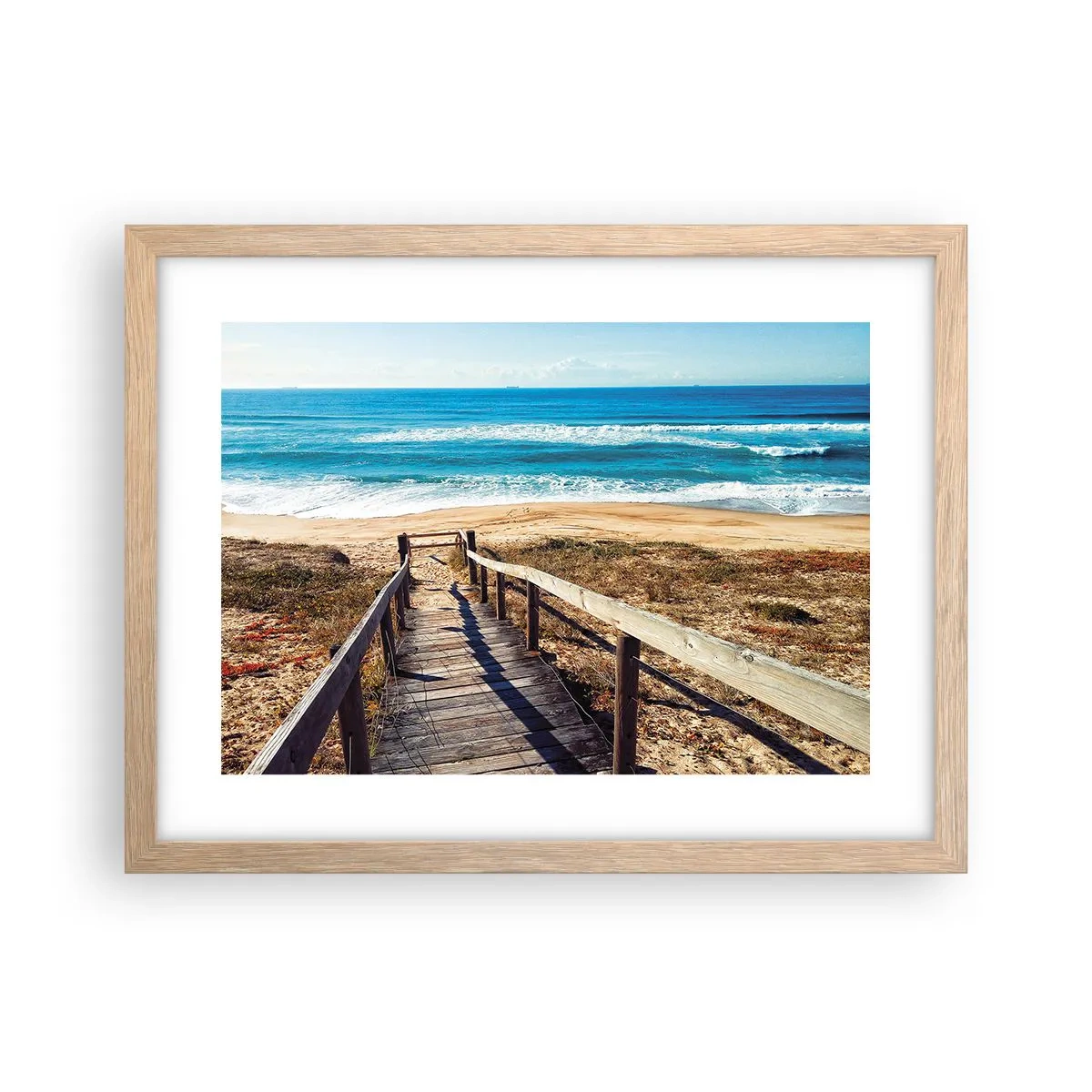 Plagát v ráme zo svetlého duba - Bež! - 40x30 cm