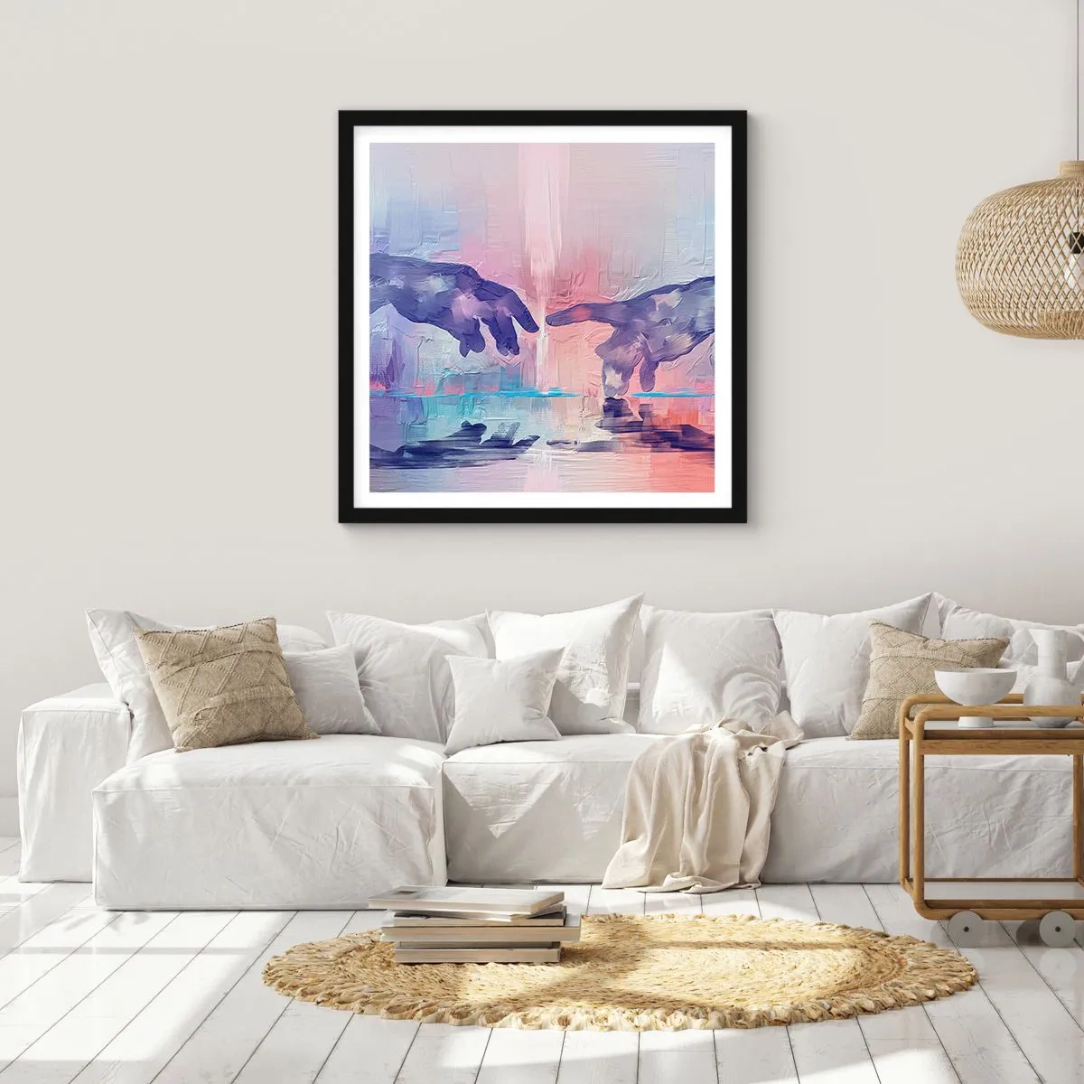 Plagát v čiernom ráme - Božská iskra života - 50x50 cm
