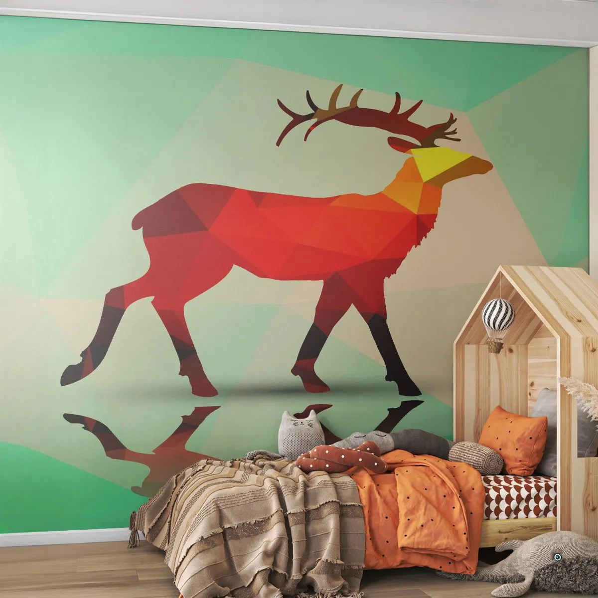Samolepiaca Fototapeta Deluxe Sticker - Geometrický jeleň - Zvieratá, Jeleň, Geometrický obrazec - 250x175 cm