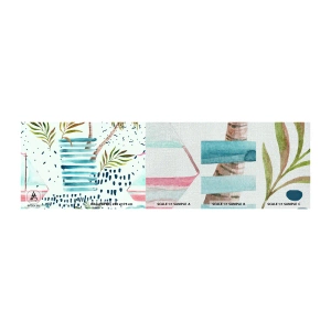 Vzorka fototapety Premium Canvas - Prázdniny pod palmami - Akvarely, Kokosová palma, Plachetnica - 100x30 cm