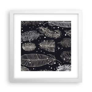 Plagát v bielom ráme - Čipka s perím - 30x30 cm