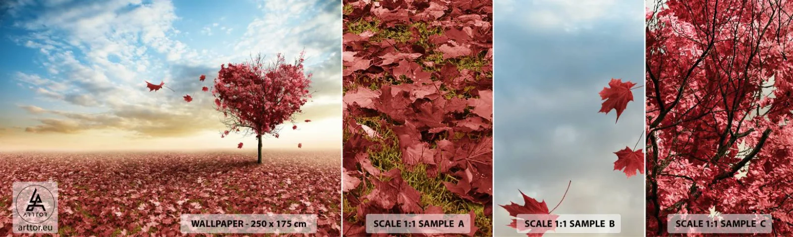 Vzorka Fototapeta Standard Eco - Zamilujte si tiež jeseň - Krajina, Grafika, Strom - 100x30 cm