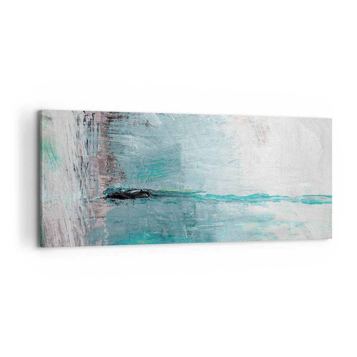 Obraz na plátne - Horizontálne v modrej - 100x40 cm