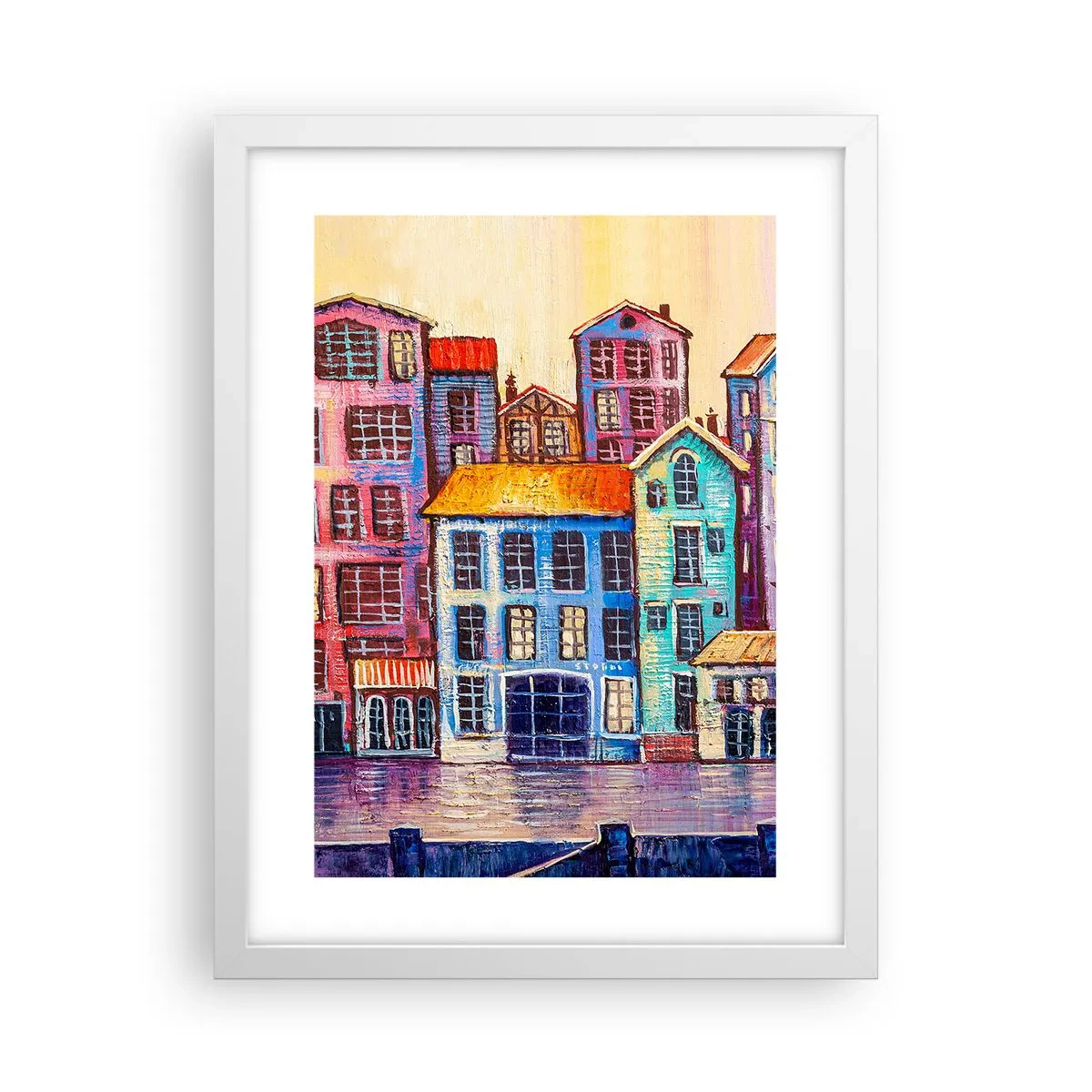 Plagát v bielom ráme - Mesto ako z rozprávky - 30x40 cm