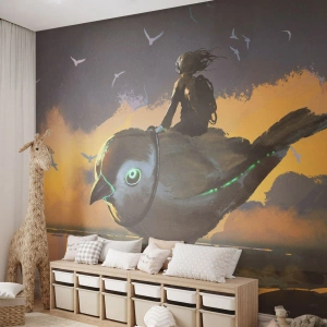 Samolepiaca Fototapeta Deluxe Sticker - Zastávka na fantastickej ceste - Abstrakcia, Vták, Fantázia - 500x350 cm