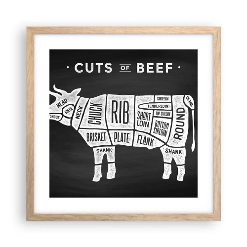 Plagát v ráme zo svetlého duba - Šlabikár mäsiara - 40x40 cm