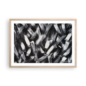 Plagát v ráme zo svetlého duba - Abstrakcia v industriálnom duchu - 70x50 cm