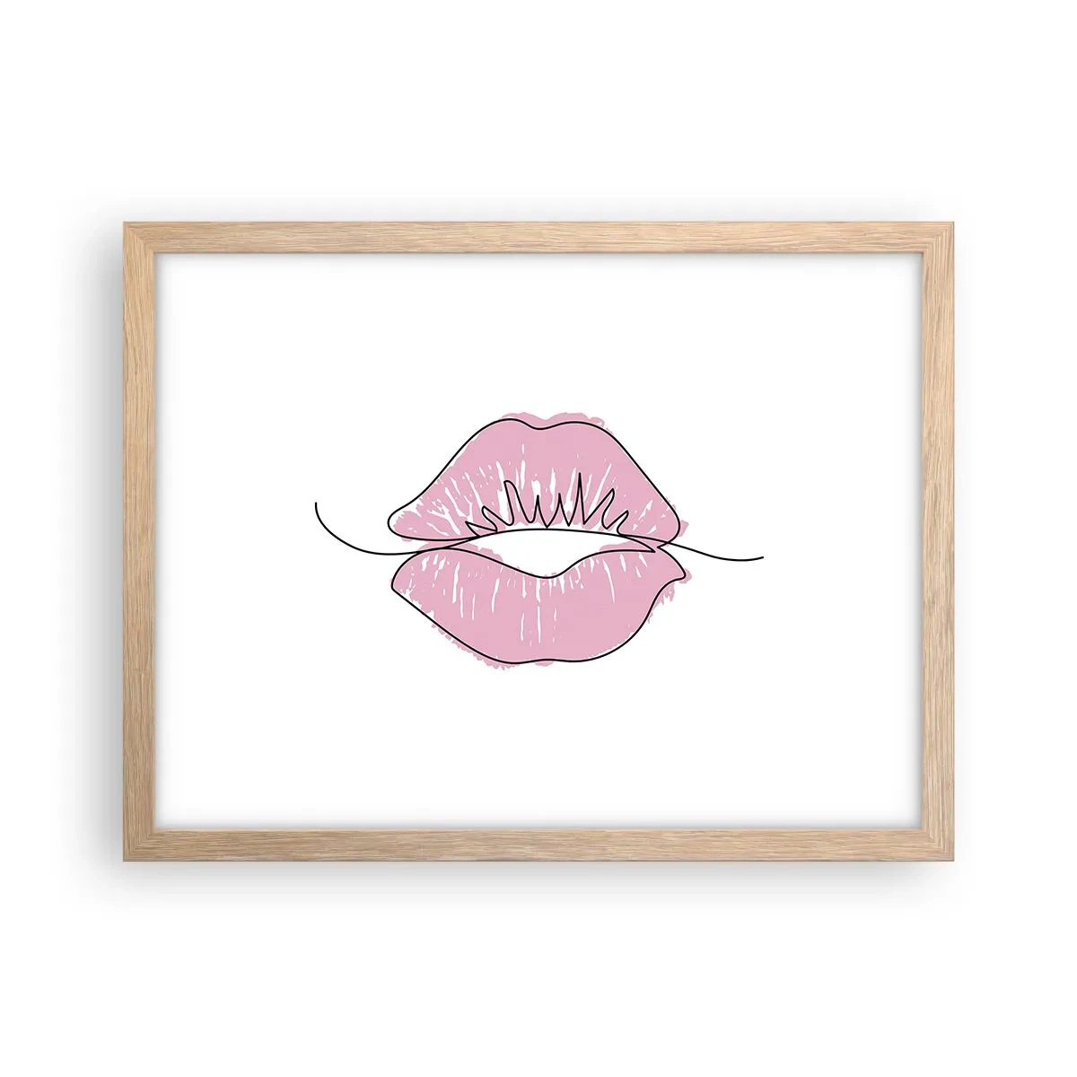 Plagát v ráme zo svetlého duba - Si pripravený na bozk? - 40x30 cm