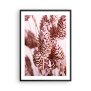 Plagát v čiernom ráme - Detailný záber na sušené kvety v odtieňoch ružovej - 50x70cm - Zdanlivo nenápadné - Moderná nástenná dekorácia do obývacej izby a spálne ARTTOR