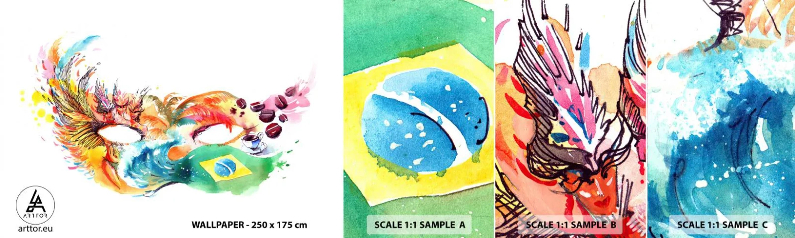 Vzorka Fototapeta Standard Eco - Brazília víta sambou - Hood, Karneval, Abstrakcia - 100x30 cm