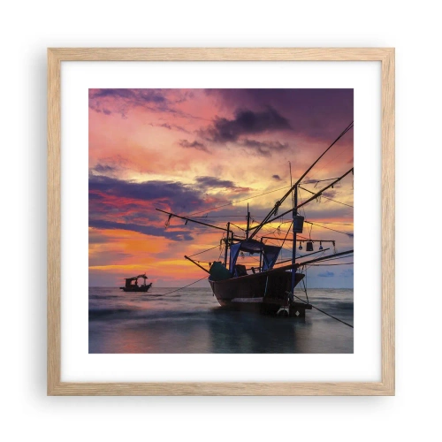 Plagát v ráme zo svetlého duba - Exotický večer - 40x40 cm