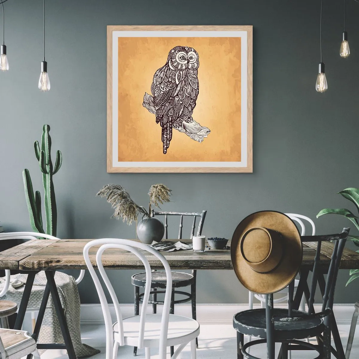 Plagát v ráme zo svetlého duba - Majstrovské ornamenty múdrosti - 60x60 cm