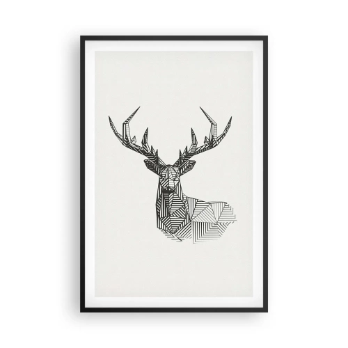 Plagát v čiernom ráme - Jeleň v kubistickom štýle - 61x91 cm