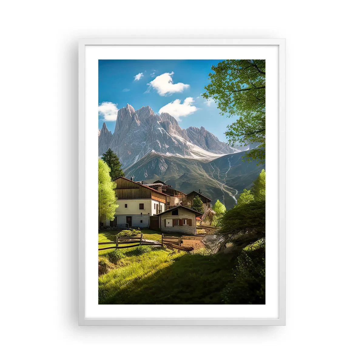 Plagát v bielom ráme - Alpská idyla - 50x70 cm