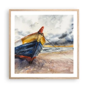 Plagát v ráme zo svetlého duba - Odpočinok na brehu - 60x60 cm