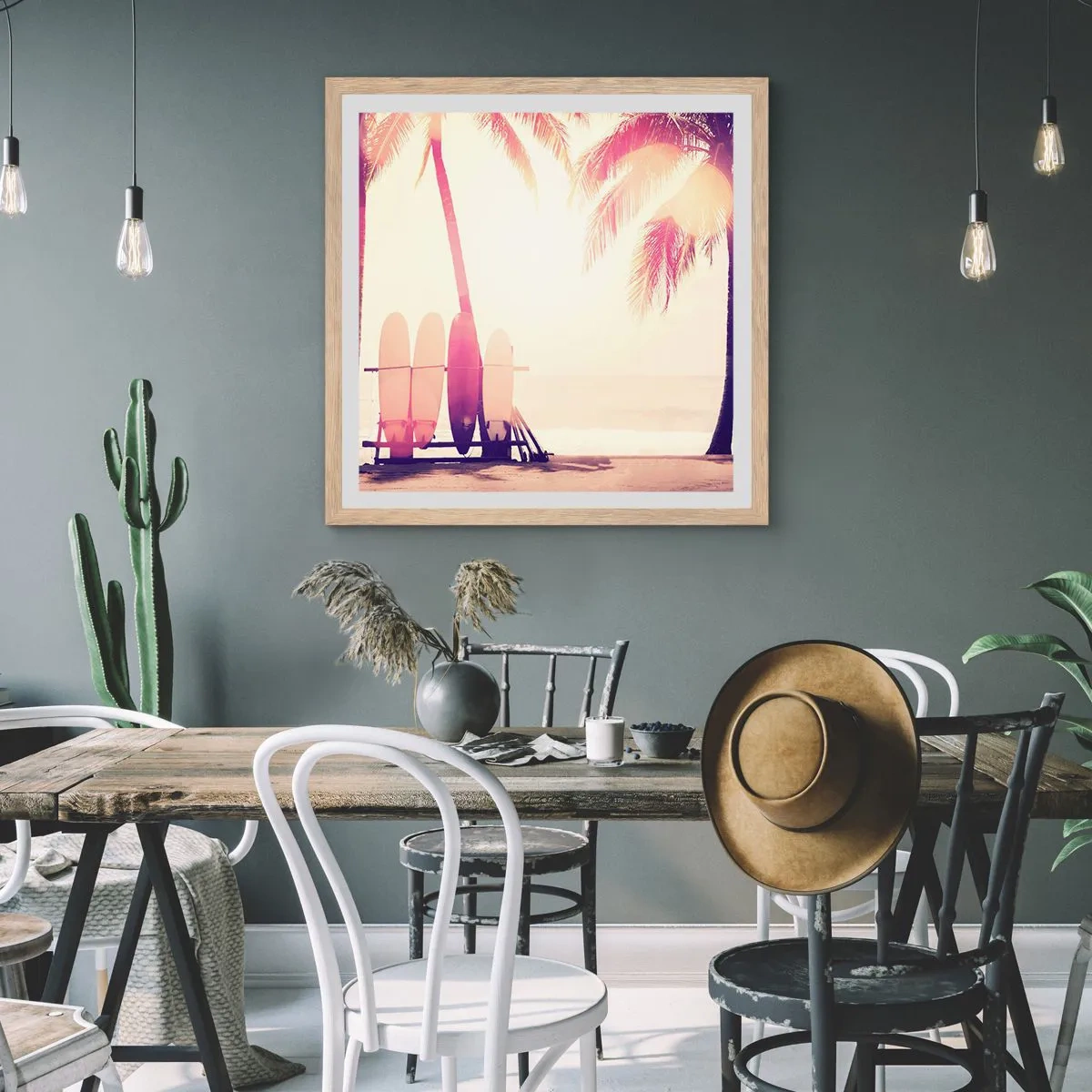 Plagát v ráme zo svetlého duba - Bude to skvelý deň - 60x60 cm