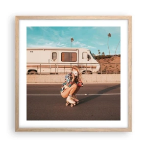 Plagát v ráme zo svetlého duba - Usmejte sa! - 50x50 cm