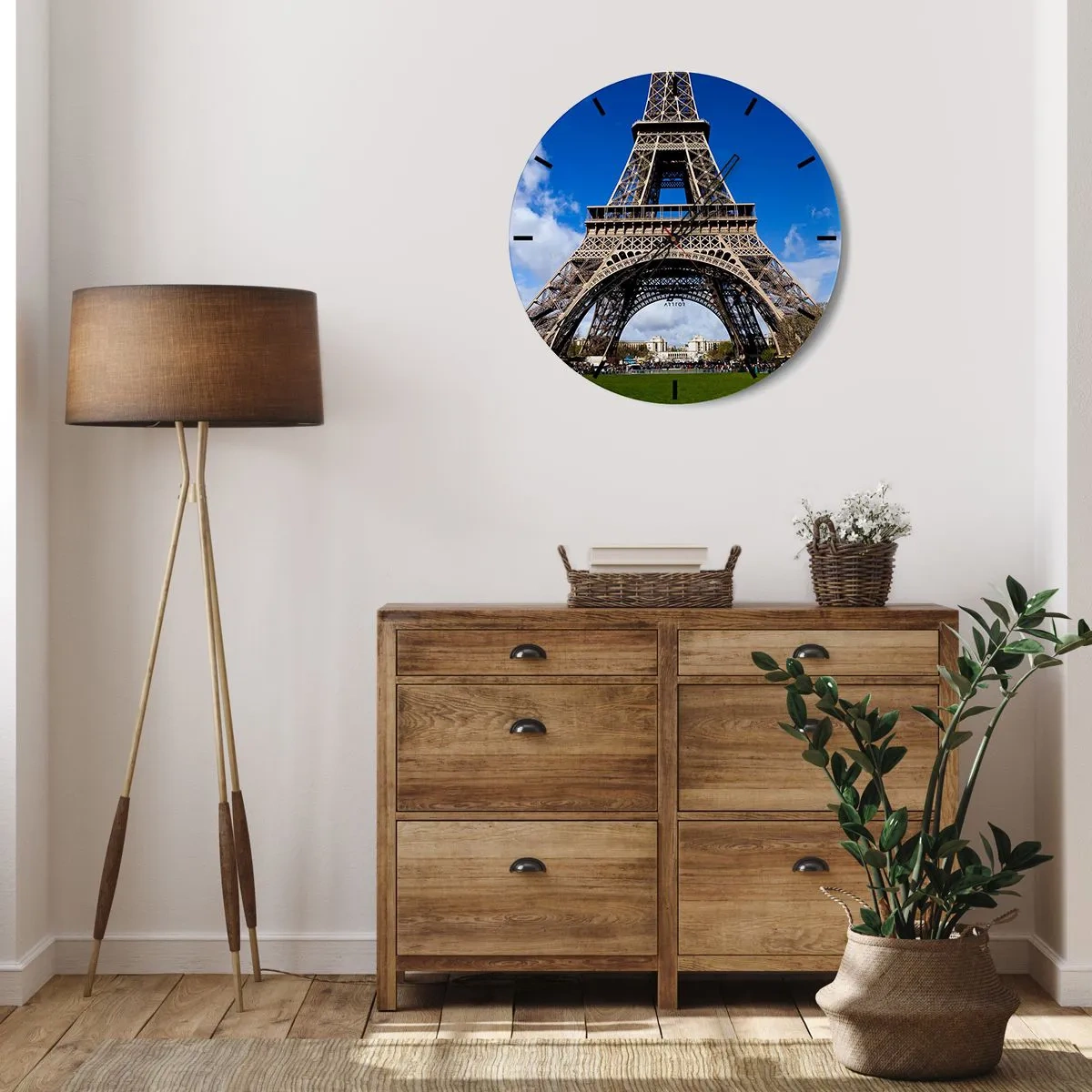 Nástenné hodiny - Celý Paríž pri jej nohách - 40x40 cm