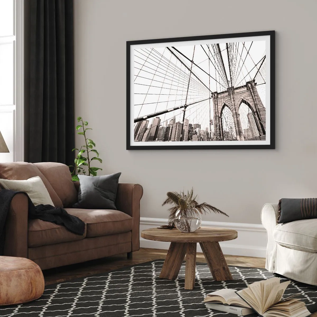 Plagát v čiernom ráme - Newyorská katedrála - 91x61 cm